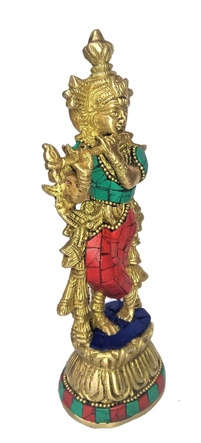 Krishna Bhagwan Idol with Flue in Multicolor Height 6.6 Inch - SvarupArt