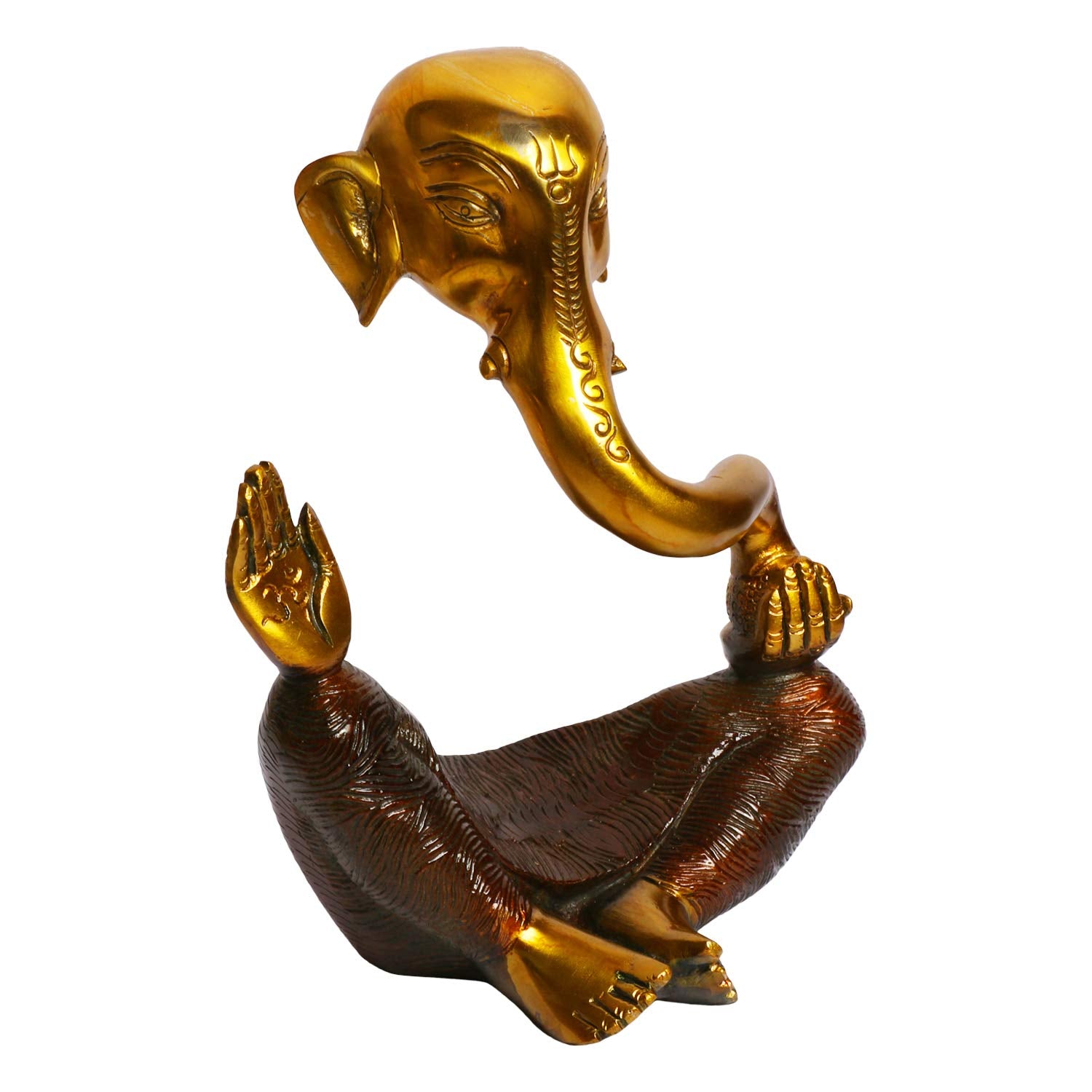 Brass Trunk Ganesha Idol In Multicolor Height 7.5 Inch Weight 1.7 Kg - SvarupArt