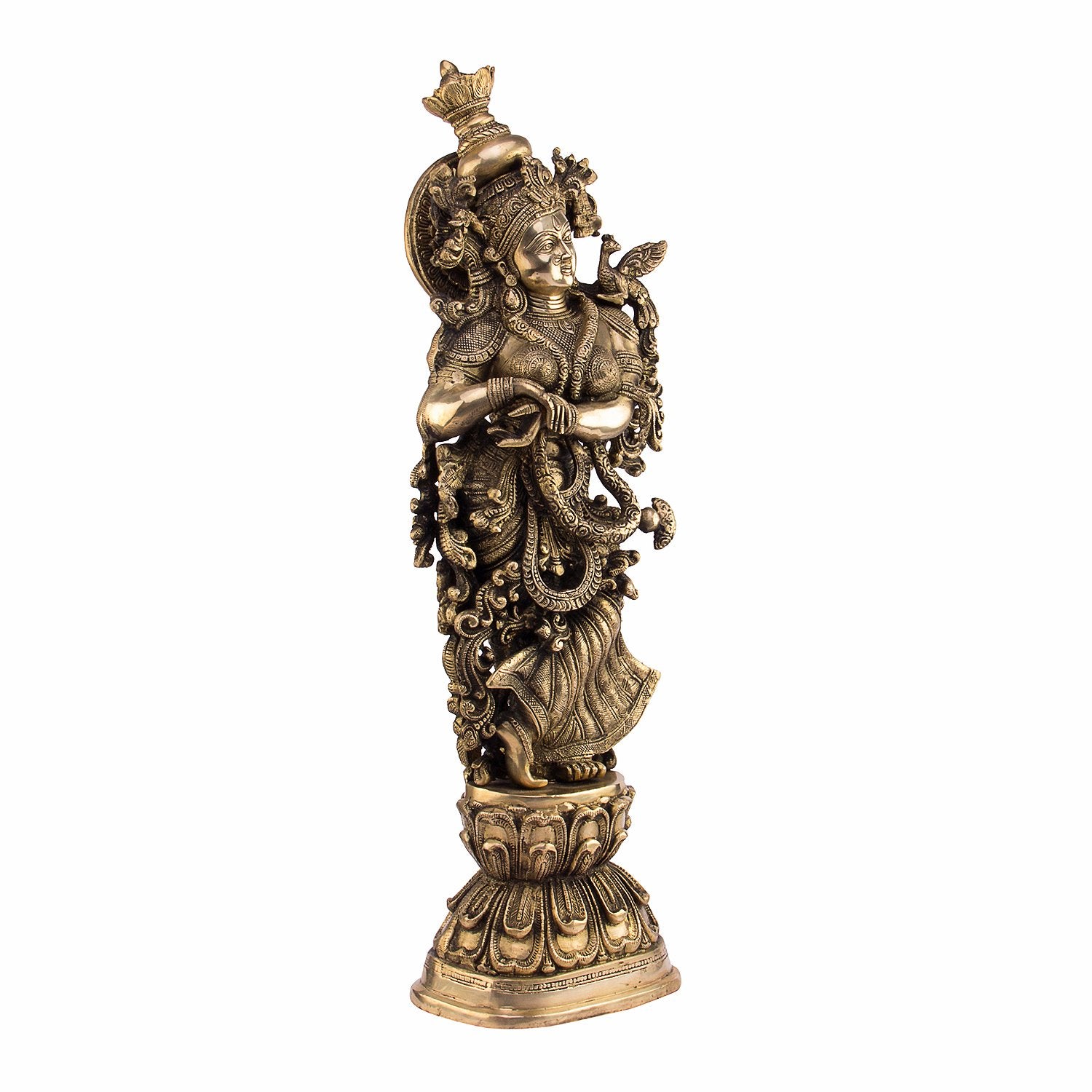 Brass Radha Krishna Idol in Gold Color Height 29 Inch - SvarupArt