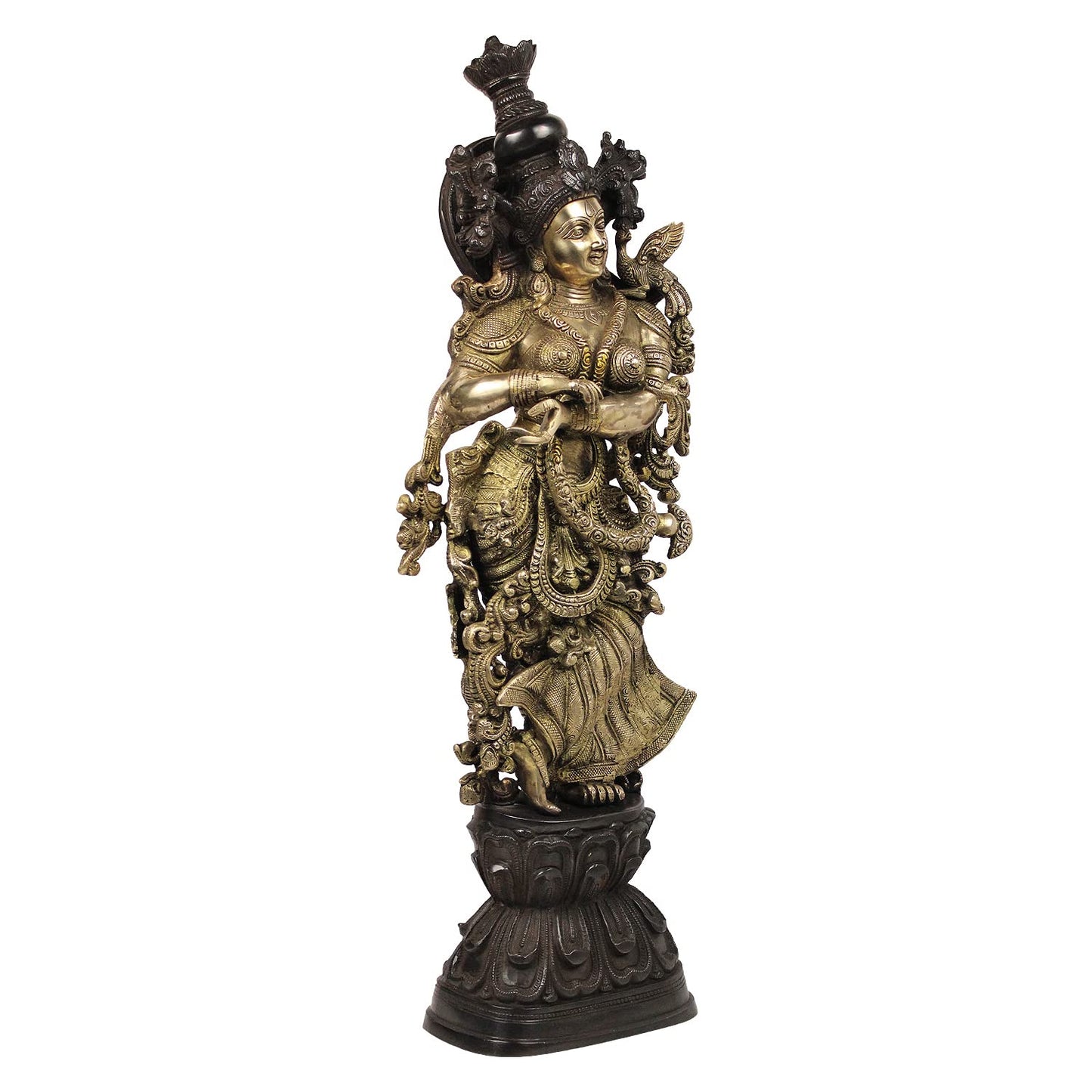 Brass Radha Murti in Multicolor Height 29 Inch - SvarupArt