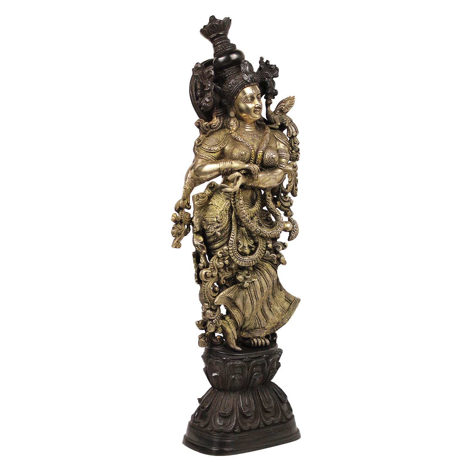 Brass Radha Murti in Multicolor Height 29 Inch - SvarupArt