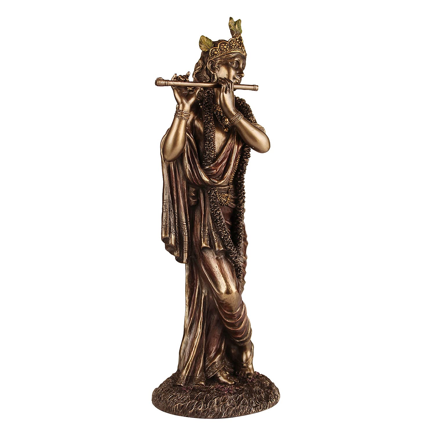 Resin Krishna Idol Playing Flute in Multicolor Height 10 Inch - SvarupArt