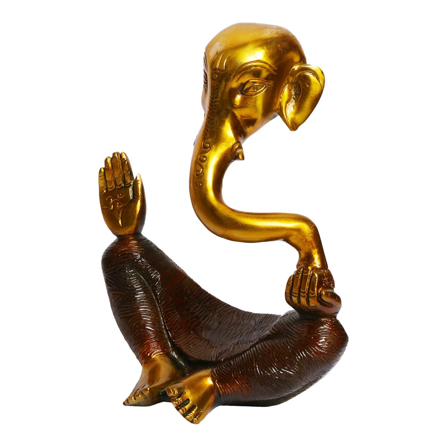 Brass Trunk Ganesha Idol In Multicolor Height 7.5 Inch Weight 1.7 Kg - SvarupArt