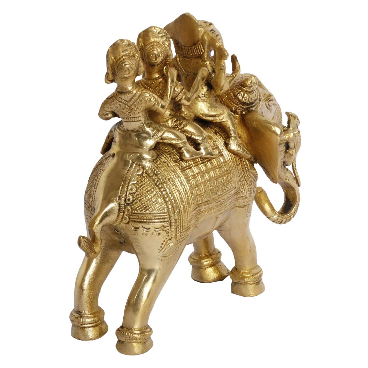 Brass Riddhi Siddhi Ganesha Idol In Gold Color Height 9 Inch Weight 2.5 Kg - SvarupArt