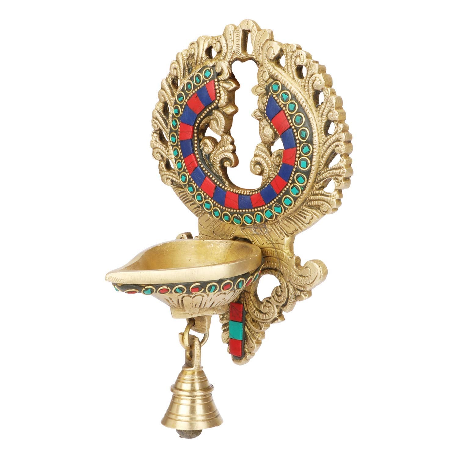 Brass Wall Hanging Diya with Bell: Perfect for Home, Office Decor, Deepak, Deepam, Showpiece, and Gifting - SvarupArt