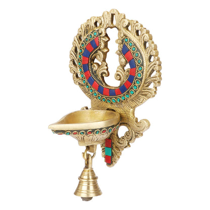 Brass Wall Hanging Diya with Bell: Perfect for Home, Office Decor, Deepak, Deepam, Showpiece, and Gifting - SvarupArt