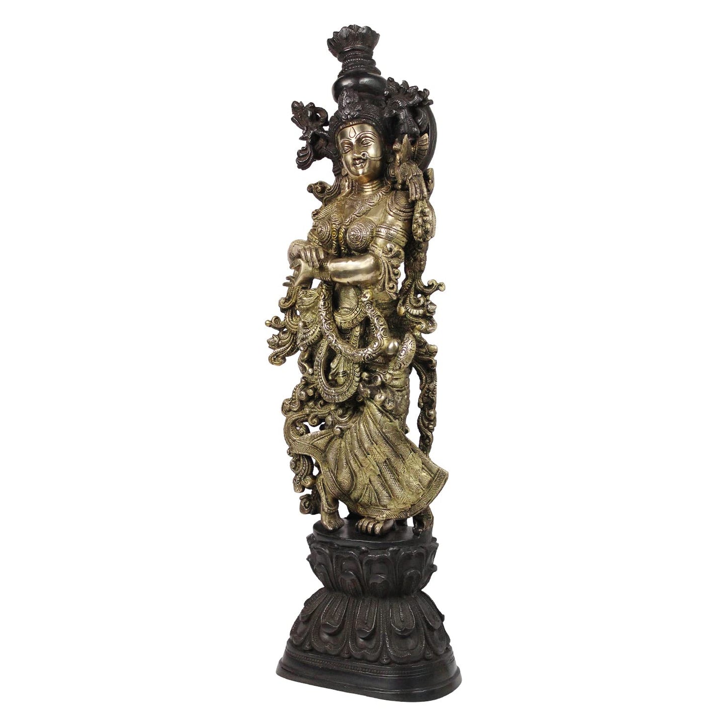 Brass Radha Murti in Multicolor Height 29 Inch - SvarupArt