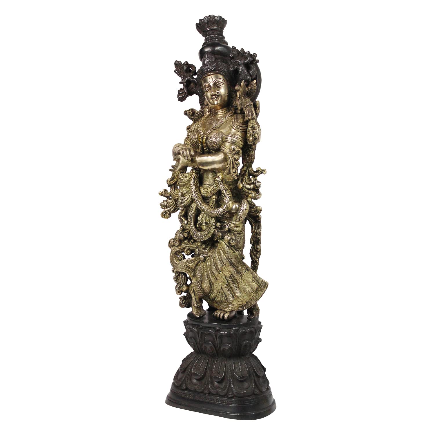 Brass Radha Murti in Multicolor Height 29 Inch - SvarupArt