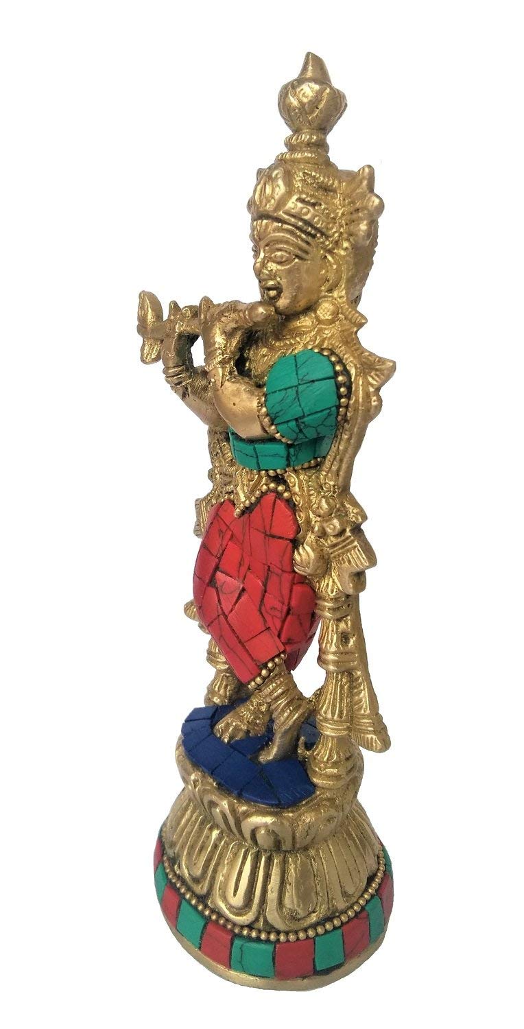Krishna Bhagwan Idol with Flue in Multicolor Height 6.6 Inch - SvarupArt