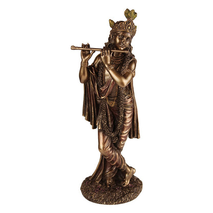 Resin Krishna Idol Playing Flute in Multicolor Height 10 Inch - SvarupArt
