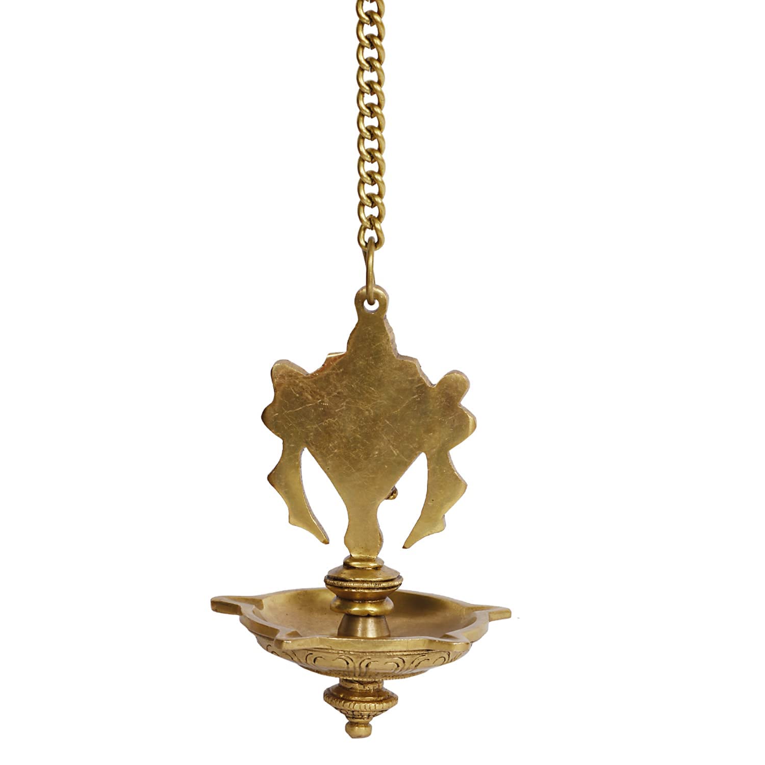 18 Inch Gold Color Vishnu Shankh Wall-Hanging Diya with Chain: Perfect for Home, Mandir & Temple - SvarupArt