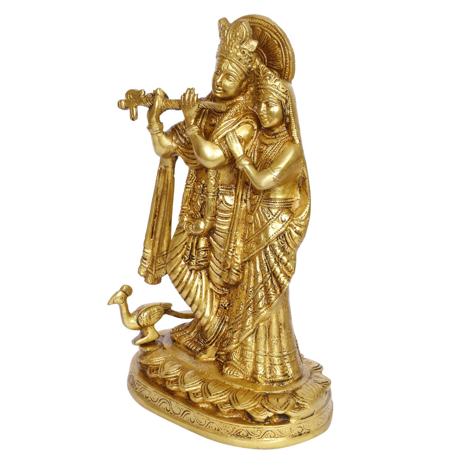 Brass Radha Krishna Idol in Gold Color Height 10.5 Inch - SvarupArt