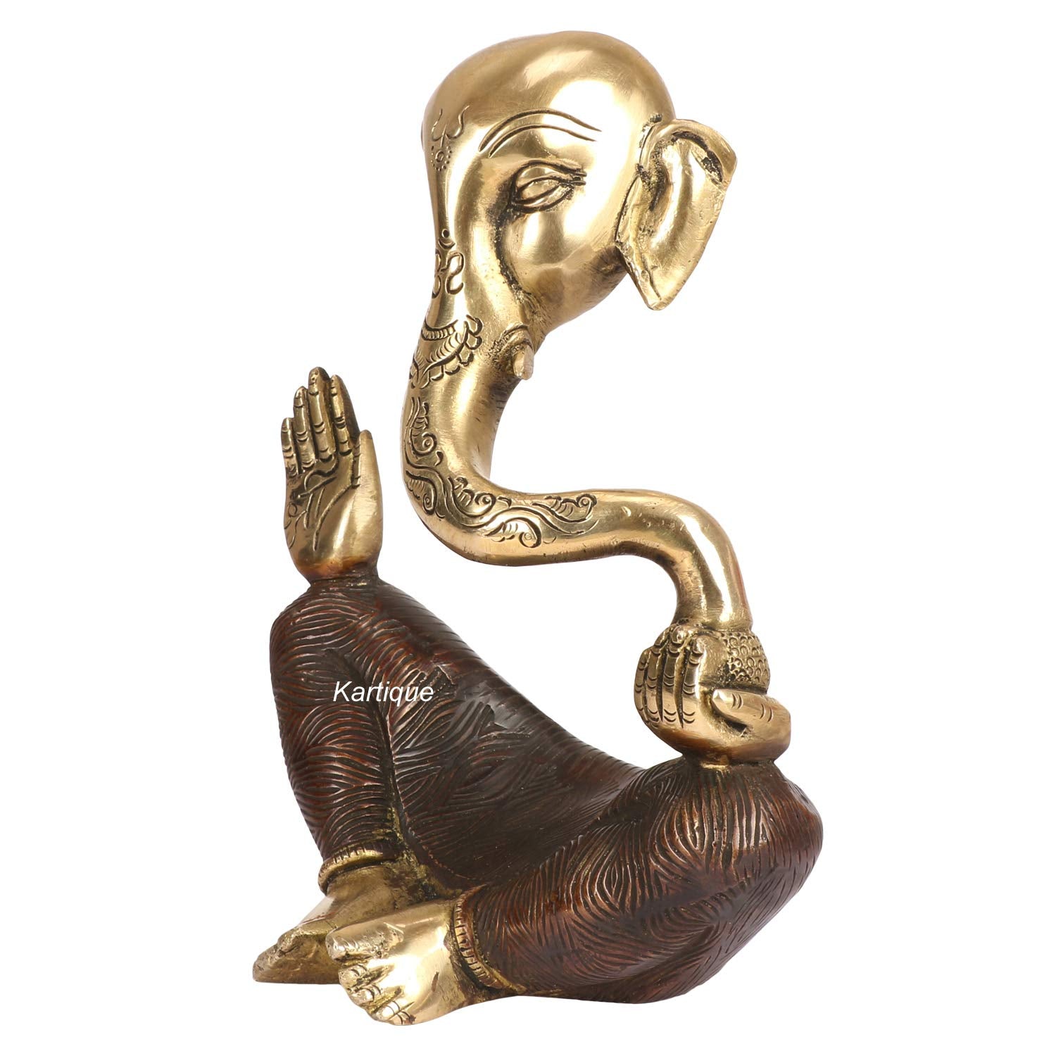 Brass Trunk Ganesha Idol In Multicolor Height 7 Inch Weight 1.8 Kg - SvarupArt