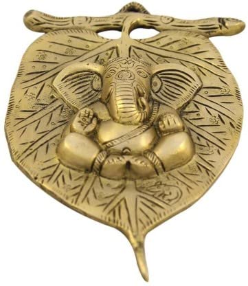 Brass Wall Hanging Ganesha Idol In Gold Color Height 4 Inch Weight 0.86 Kg - SvarupArt