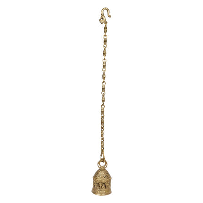 Brass Ganesha Hanging Bell for Home Decoration Ganpati Statue Murti on Bell for Gift Height 6 Inch Weight 2.5 Kg Colour - SvarupArt