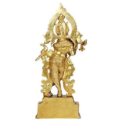 Brass Krishna Bhagwan Idol Murli Kishan Murti Playing Bansuri Gift for Home Mandir Decor Marriage Height 13.7 Inch - SvarupArt
