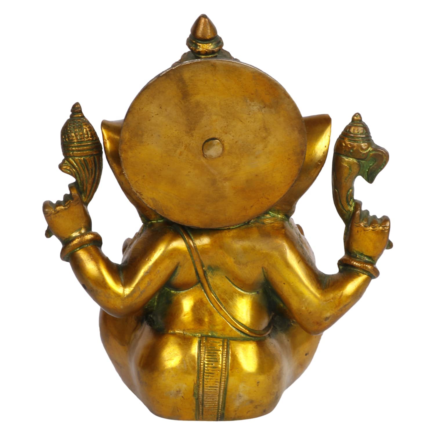 Brass Sitting Ganesha Idol In Multicolor Height 7 Inch Weight 2.5 Kg - SvarupArt