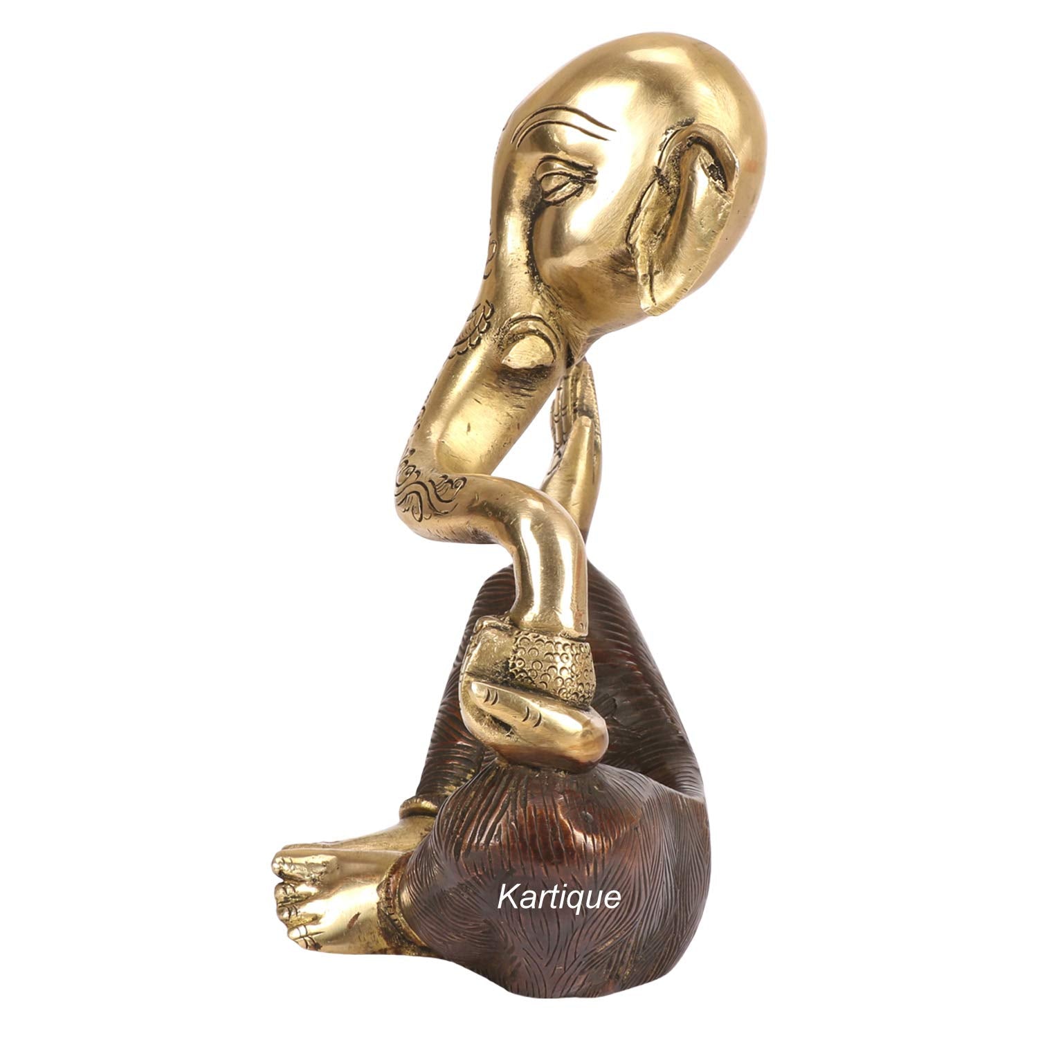 Brass Trunk Ganesha Idol In Multicolor Height 7 Inch Weight 1.8 Kg - SvarupArt