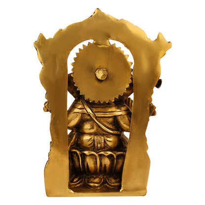 Brass Sitting Ganesha Idol In Gold Color Height 8 Inch Weight 1.7 Kg - SvarupArt