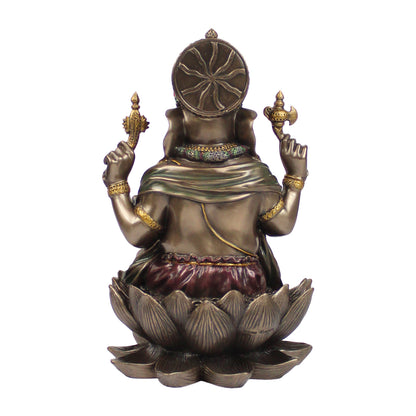 Resin Sitting Ganesha Idol Mangalkari Ganpati Murti In Multicolor Height 7.Inch - SvarupArt