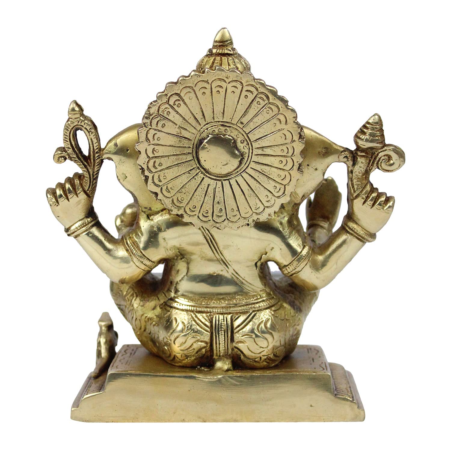 Brass Sitting Ganesha Idol In Gold Color Height 7 Inch Weight 3 Kg - SvarupArt