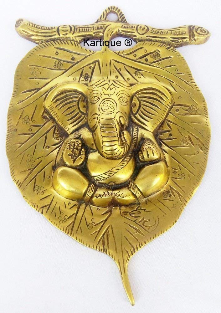 Brass Wall Hanging Ganesha Idol In Gold Color Height 4 Inch Weight 0.86 Kg - SvarupArt