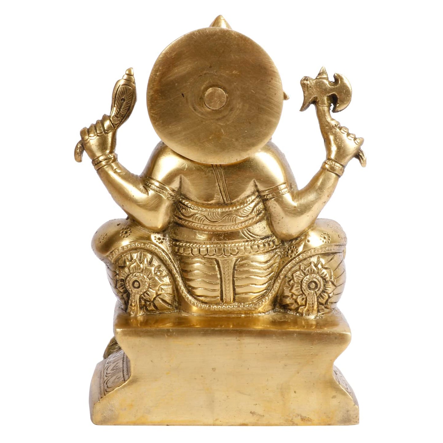 Brass Sitting Ganesha Idol In Multicolor Height 7 Inch Weight 1.65 Kg - SvarupArt
