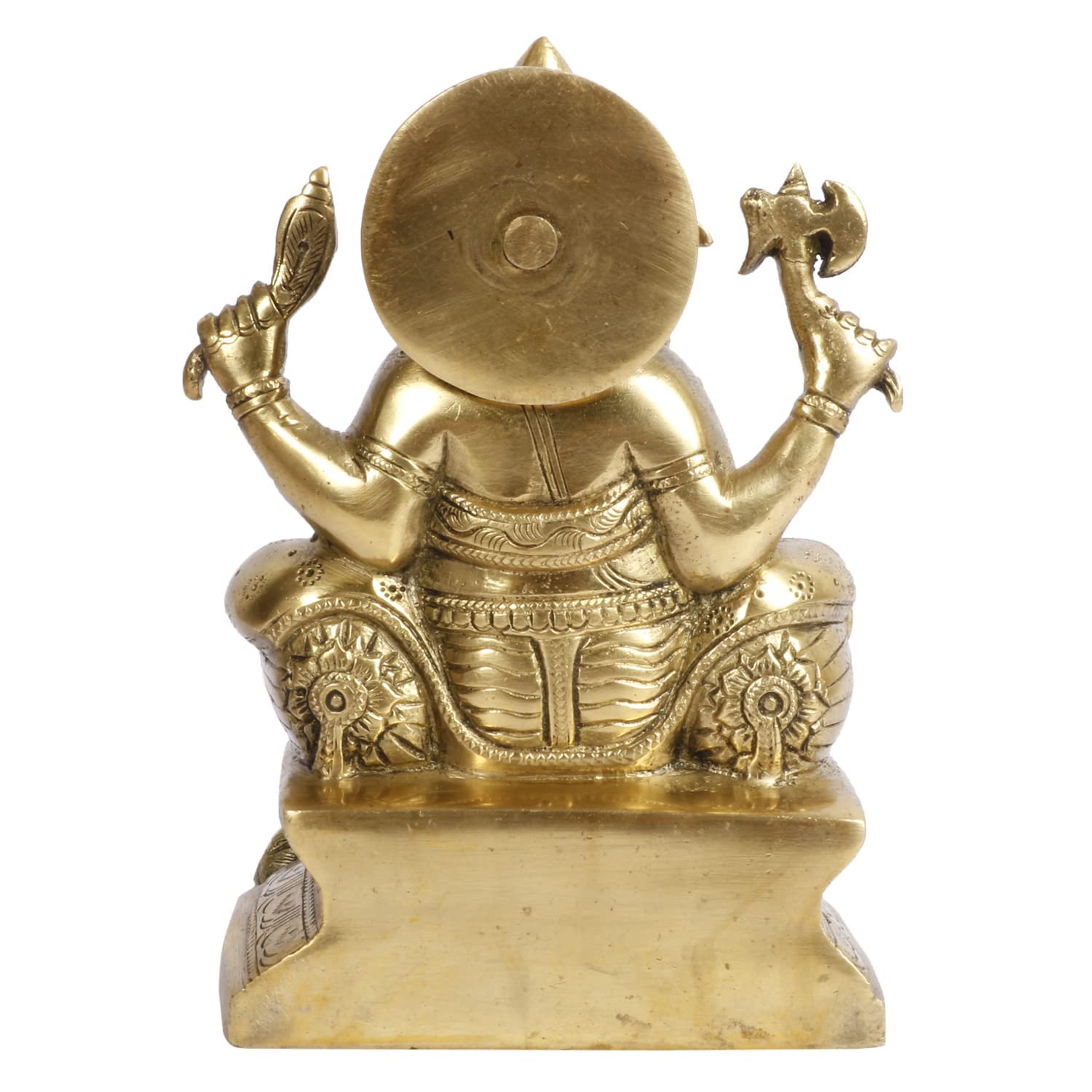 Brass Sitting Ganesha Idol In Multicolor Height 7 Inch Weight 1.65 Kg - SvarupArt