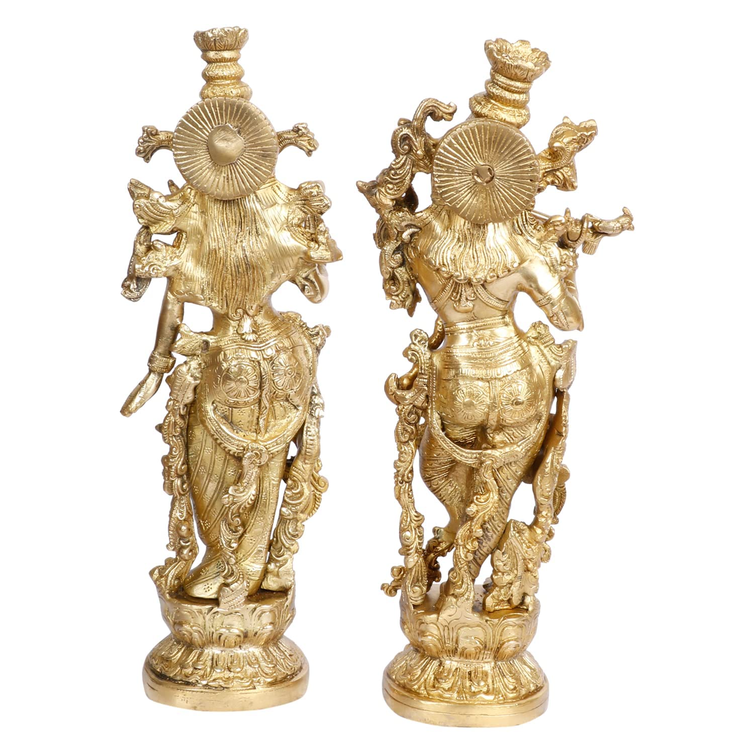 Brass Radh Krishna Idol in Gold Color Height 14 Inch - SvarupArt