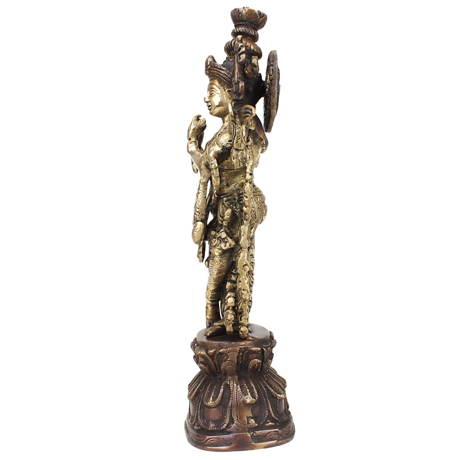 Brass Krishna Idol in Multicolor Height 13 Inch - SvarupArt