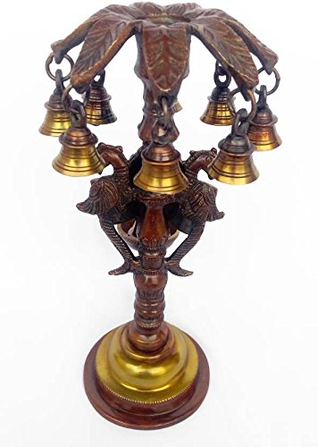 Stunning Ganesha Showpiece with Nine Bells and Trunk Diya: Ideal for Home and Table Decor, a Perfect Gift - SvarupArt