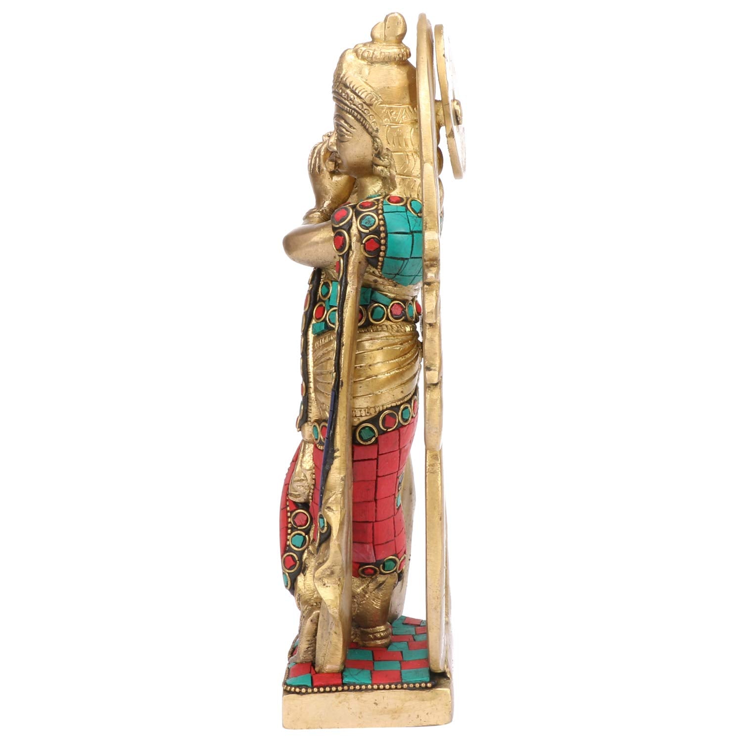 Brass Krishna Murti in Multicolor Heigh 8.5-Inch - SvarupArt