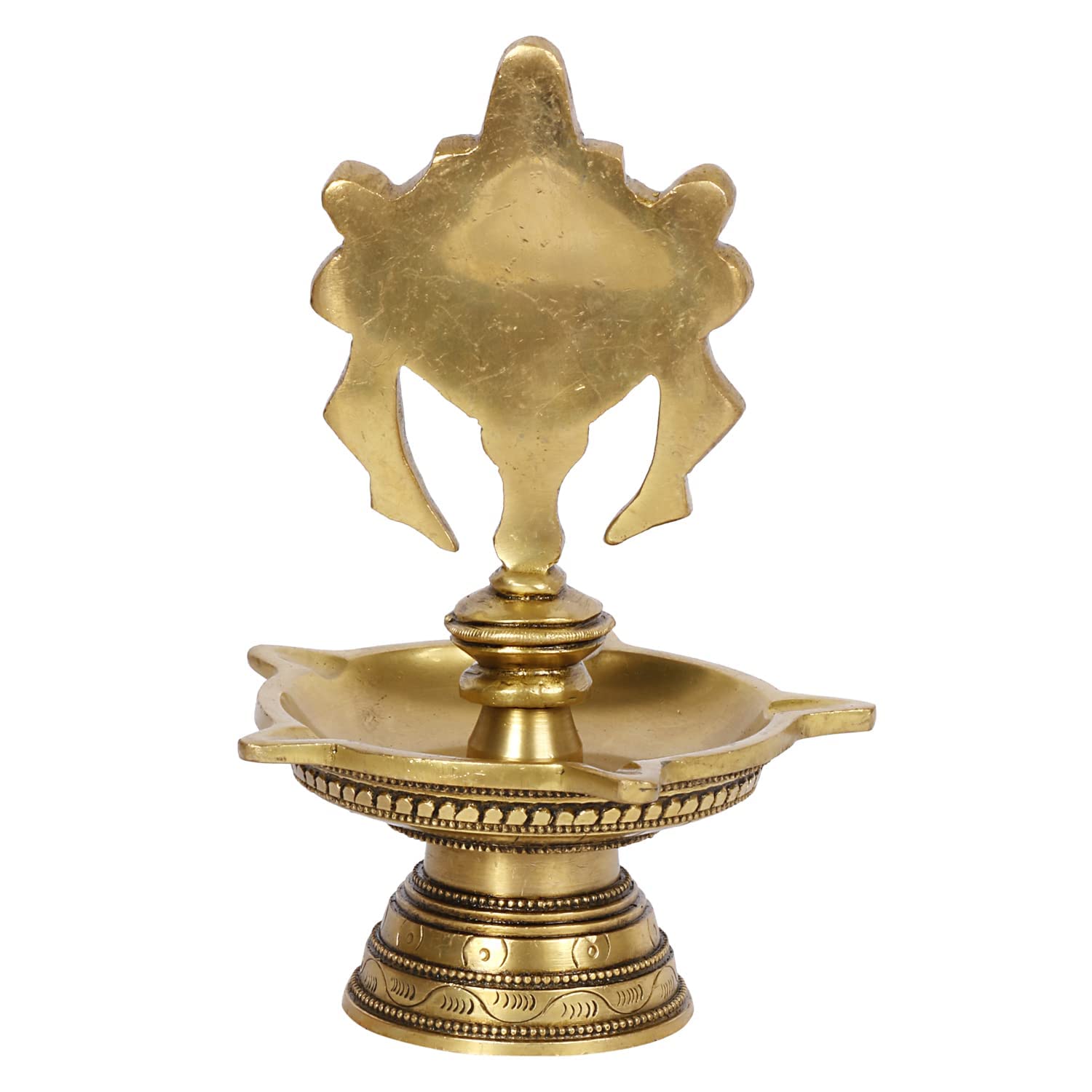 6 Inch Multicolor Brass Chakra Diya: For Temple Aarti, Camphor Burn & Puja. Handheld Design. - SvarupArt