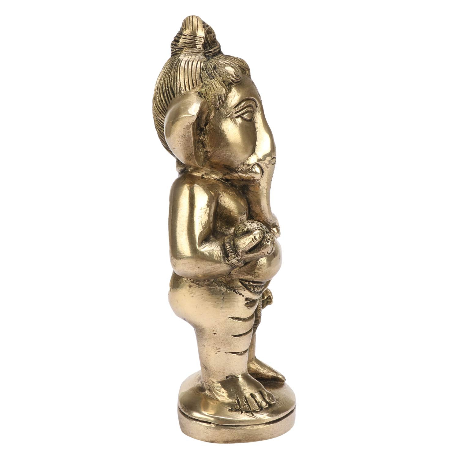 Brass Standing Ganesha Idol In Gold Color Height 5 Inch Weight 1 Kg - SvarupArt