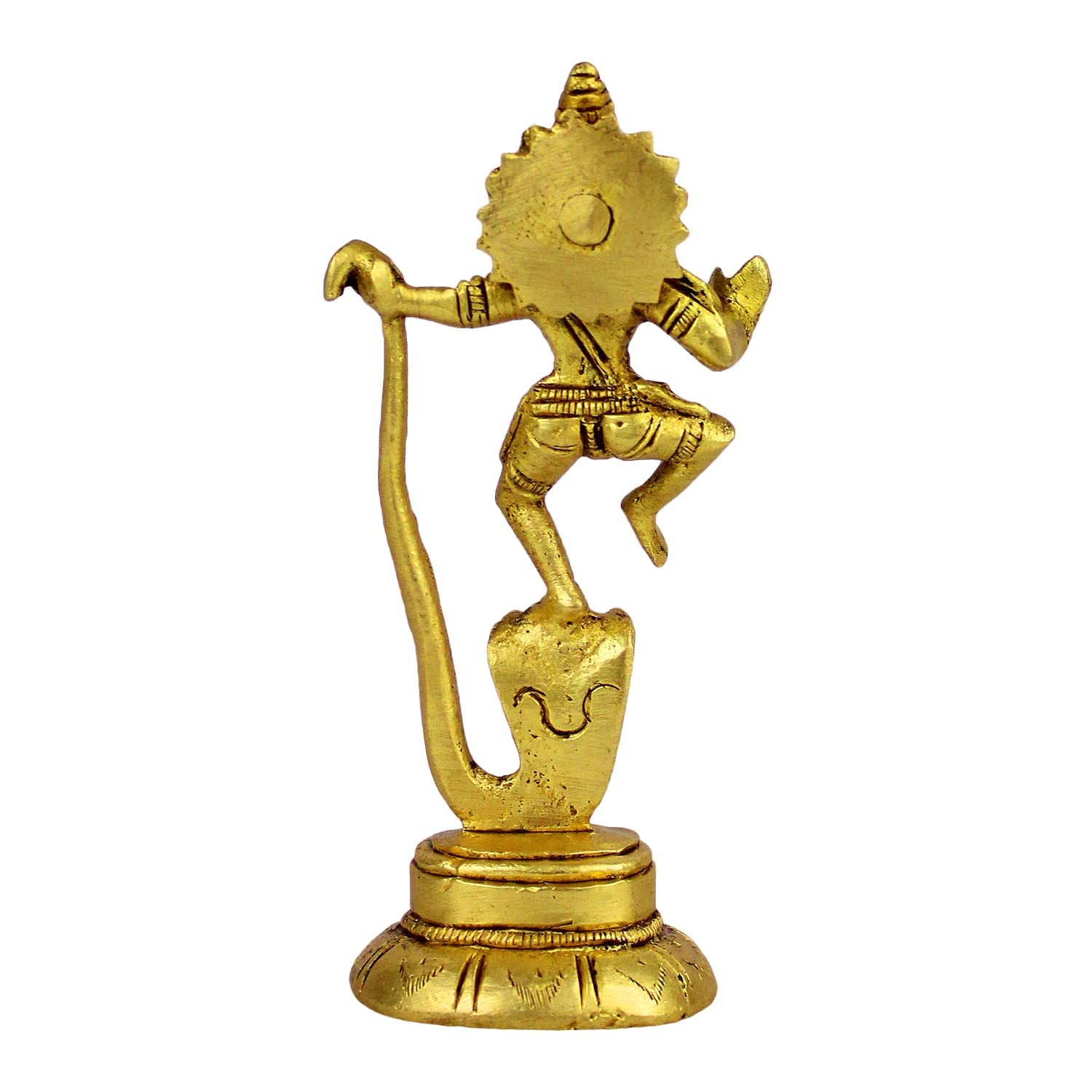Brass Krishna on Kaliya Naag in Gold Color Height 4 Inch - SvarupArt