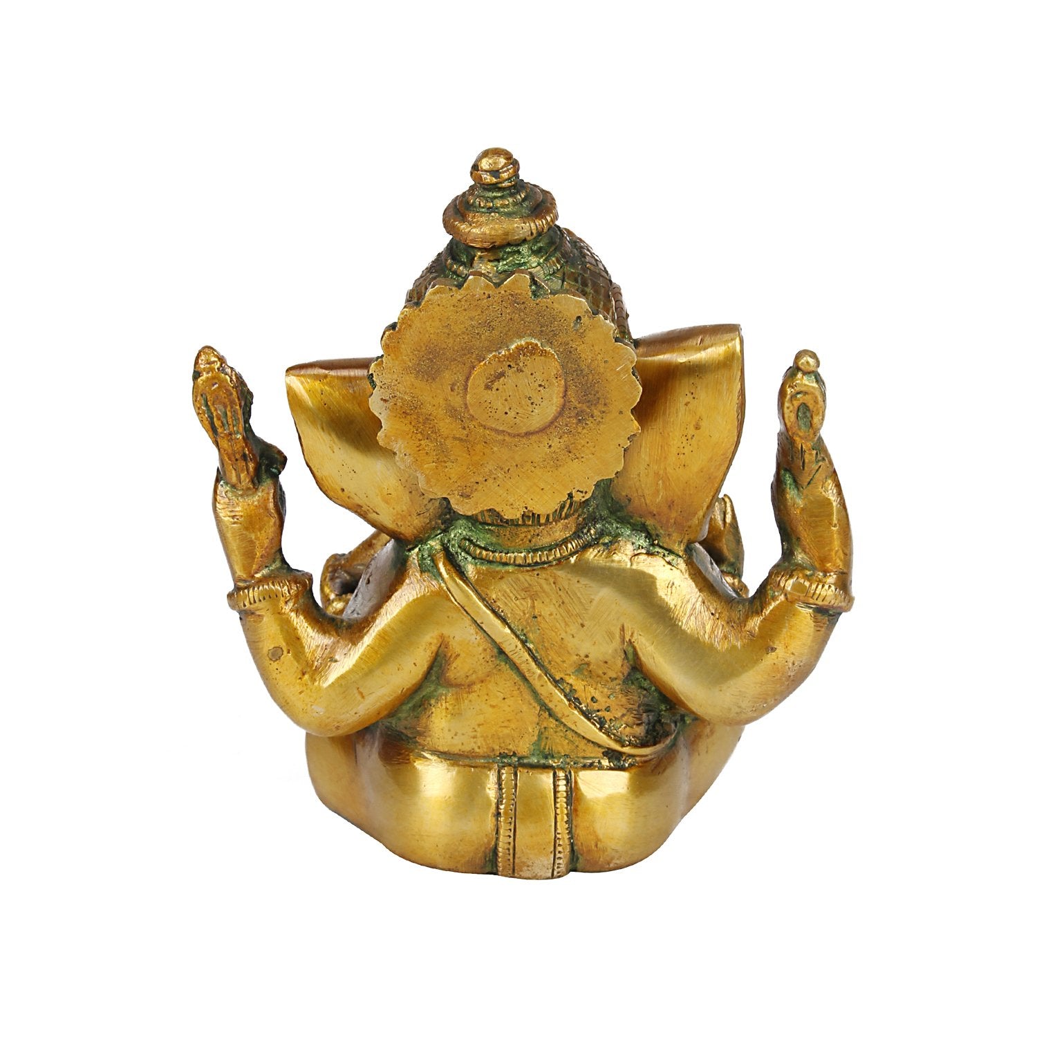 Brass Sitting Ganesha Idol In Multicolor Height 5 Inch Weight 1.3 Kg - SvarupArt