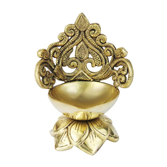 5 Inch Gold Color Brass Decorative Oil Lamp Diya: Perfect for adding elegance to your decor and lighting - SvarupArt