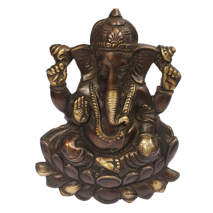Brass Wall Hanging Ganesha Idol In Multicolor Height 6.5 Inch Weight 1.7 Kg - SvarupArt
