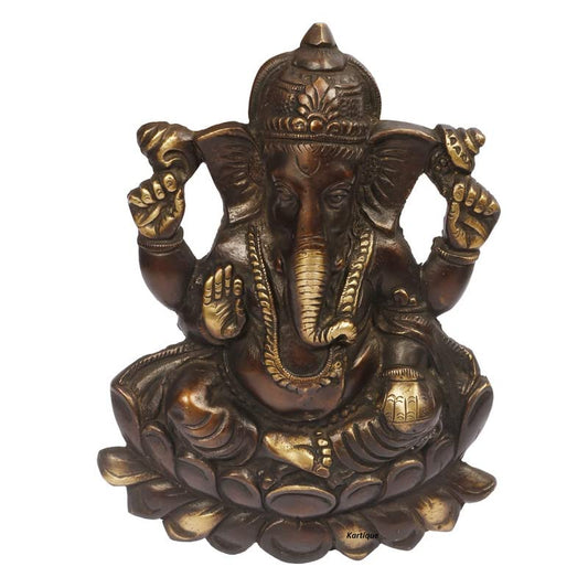 Brass Wall Hanging Ganesha Idol In Multicolor Height 6.5 Inch Weight 1.7 Kg - SvarupArt