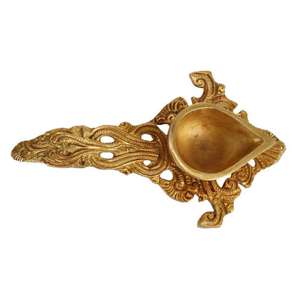 Brass Oil Diya Aarti Deepak Lamp with Long Handle: Perfect for Pooja - SvarupArt