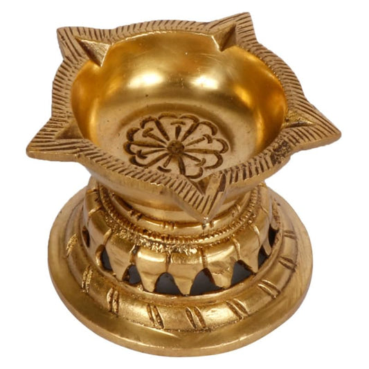 Brass Large Size Oil Lamp Diya: Perfect for Temple Aarti - SvarupArt