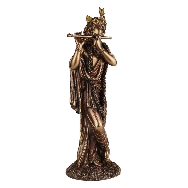 Resin Krishna Idol Playing Flute in Multicolor Height 10 Inch - SvarupArt