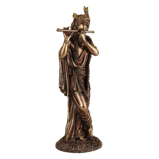 Resin Krishna Idol Playing Flute in Multicolor Height 10 Inch - SvarupArt