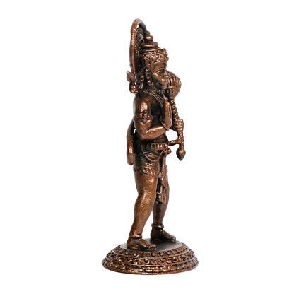 Copper Idols Hanuman Ji Murti Blessing Lord Balaji Bajrangbali Sankat Mochan Bhagwan Idol Patina Antique Finish 2.75 Inch - SvarupArt