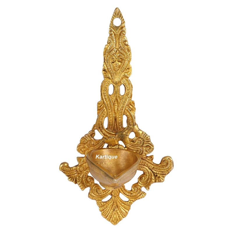 Brass Metal Wall Hanging Diya: Ideal for Home Entrance Decor - SvarupArt