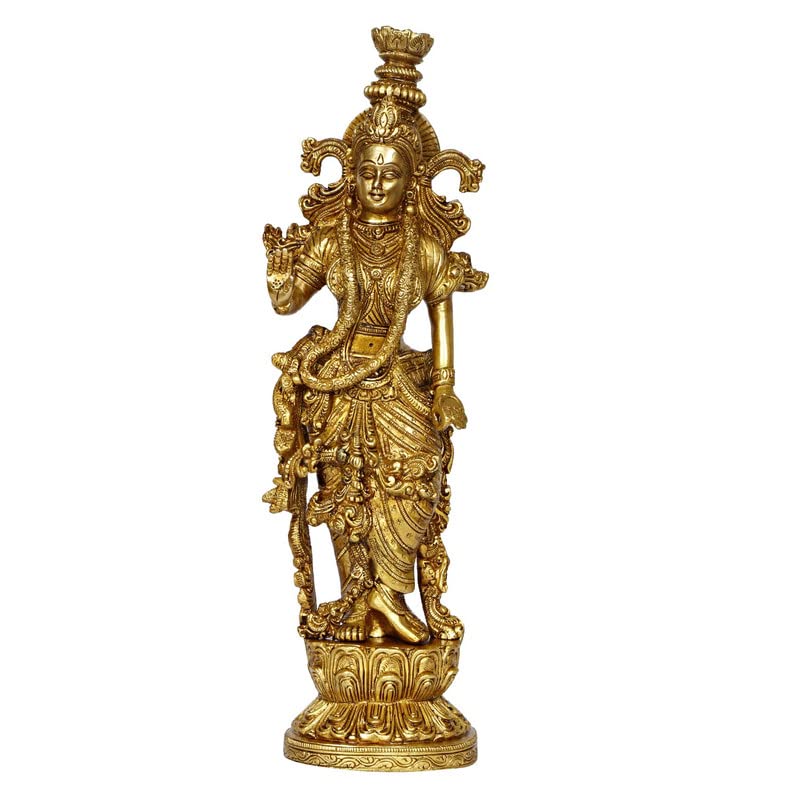 Brass Radha Ido In Gold Color Height 14 Inch - SvarupArt