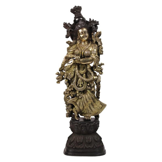 Brass Radha Murti in Multicolor Height 29 Inch - SvarupArt
