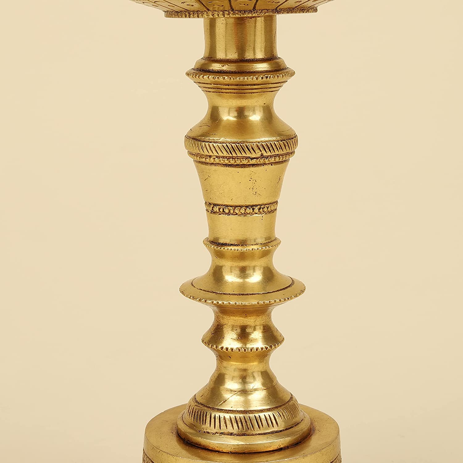 11 Inch Gold Color Brass Peacock Decorative Diya with Stand: Ideal for Home Decoration in the Pooja Room or Mandir - SvarupArt