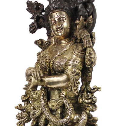 Brass Radha Murti in Multicolor Height 29 Inch - SvarupArt