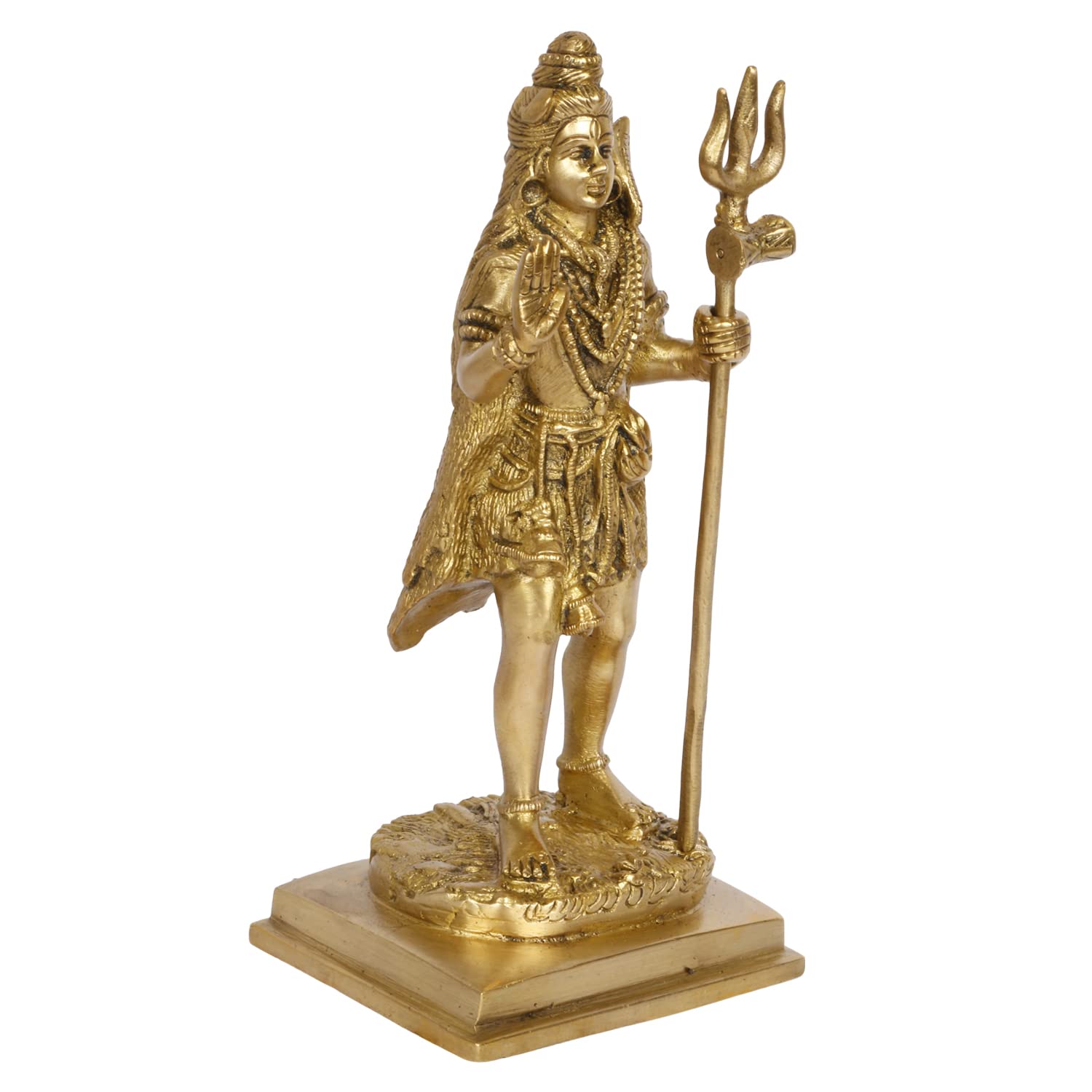 Brass Shiva Bhagwan Statue Murti Standing with Trishul for Home Decor Pooja Room Shivji Idol Showpiece Height 8 Inch - SvarupArt